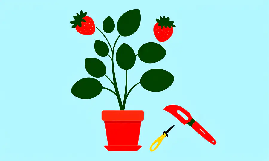 En jordbær plante dækket i moden frugt
