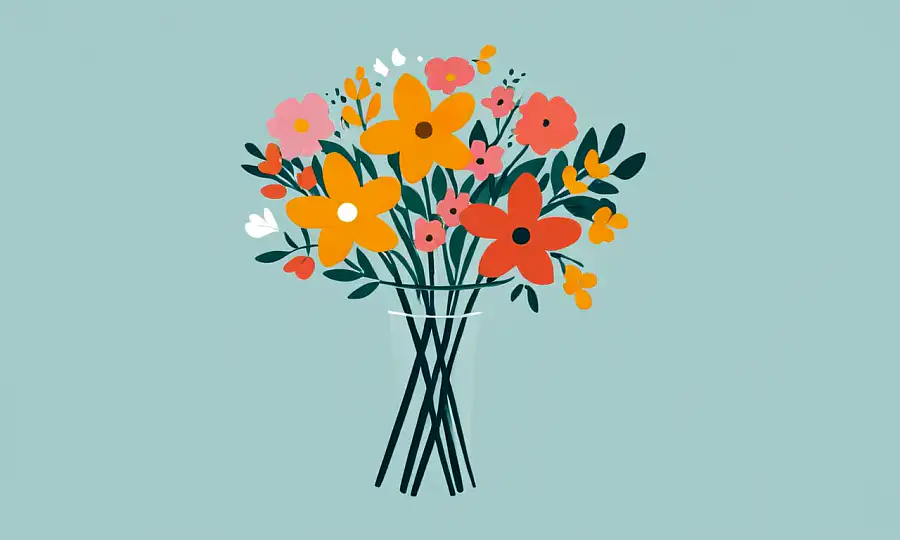En buket af holdbare blomster
