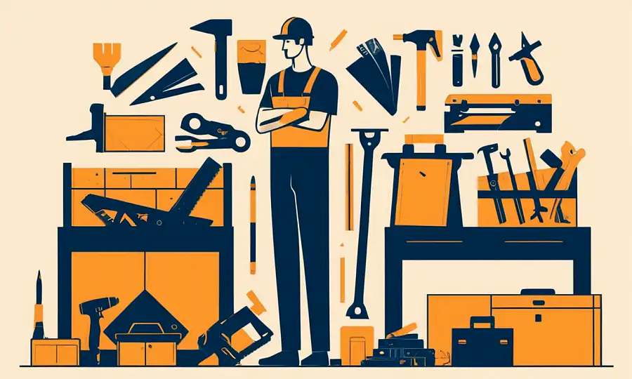 Træpanel projekt med værktøjer og DIY instruktioner.