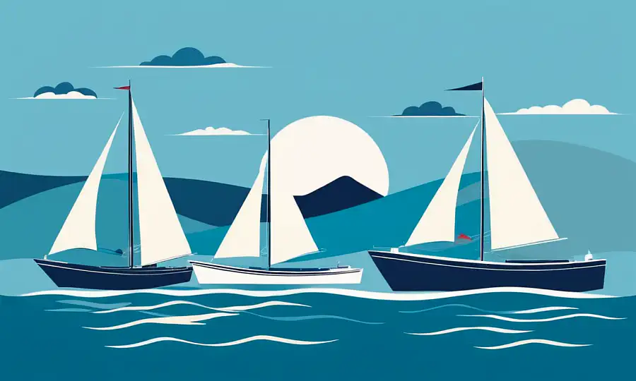 Maritime konkurrencelogo med både sejlads i vand baggrund.