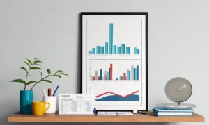 Et hjemmeinterview med finansielle dokumenter eller diagrammer.