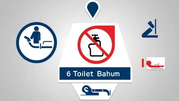 Et toilet og badeværelse advarer med 6 trin til succes illustration.