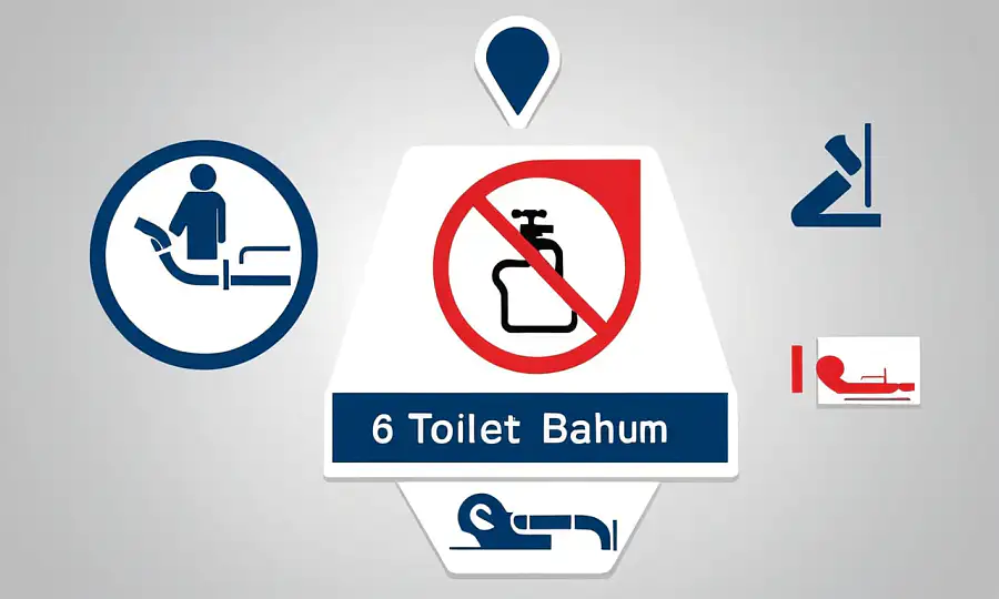 Et toilet og badeværelse advarer med 6 trin til succes illustration.