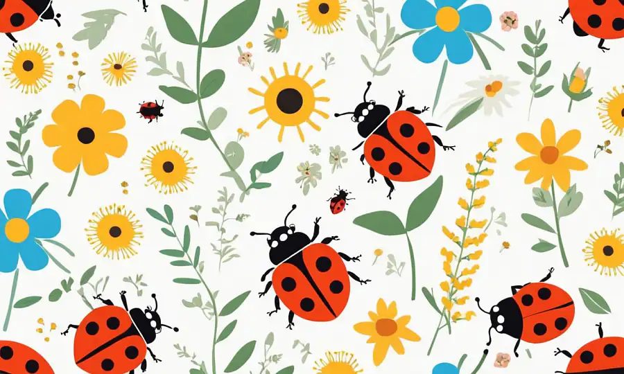 En farverig illustration af en ladybugs livscyklus