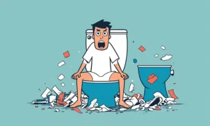 Et chokeret udseende Okger sidder på et toilet