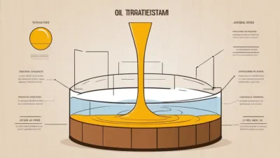 Træoliebehandlingsprocesser vises på et teknisk diagram.