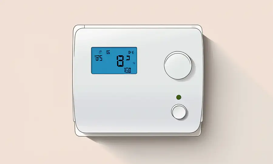 En termostatstyret gulvvarmeinstallation med termostater og radiatorer.