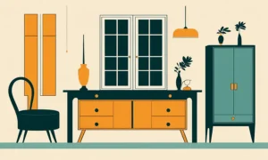Vintage design møbler stykker og arkitektoniske elementer fra 1920'erne-1930s æra.